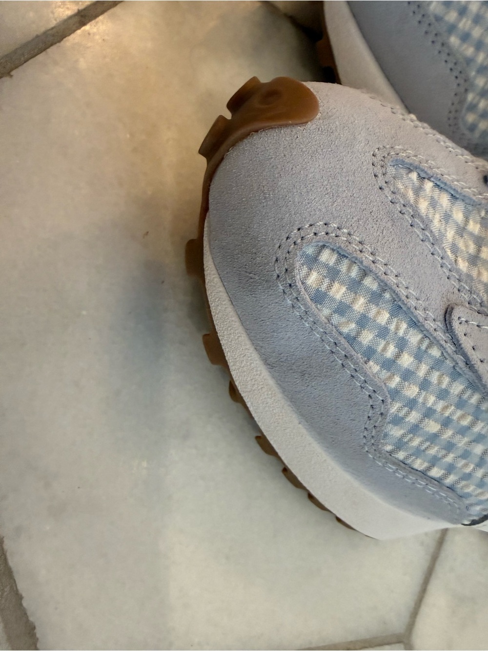 New Balance Gingham Light Blue & White 327 Oxford Sneaker Size 7 - Picture 8 of 8